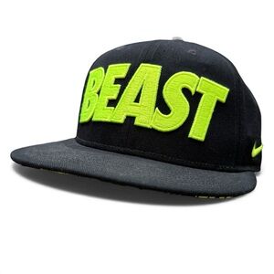 Black Nike "Beast" snapback hat with neon green/yellow embroidery